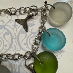 Silver Charm Bracelet with Colorful Beads